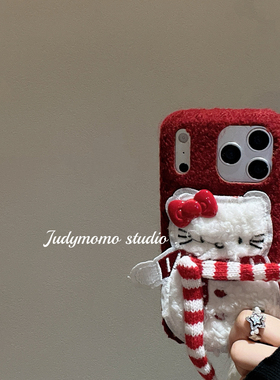 ins圣诞节毛绒雪人红色适用iPhone17手机壳16苹果新款15promac防摔软壳17少女可爱