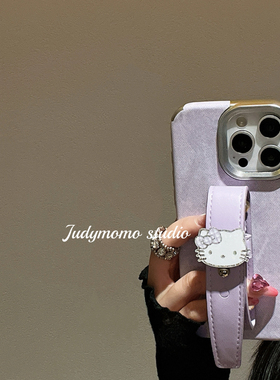 复古ins简约紫色牛仔贴布腕带苹果16promax手机壳适用iPhone17pro硅胶防摔14少女新款13pro软壳