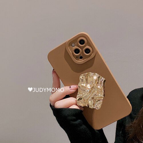 ins冷淡金色支架棕色iPhone13