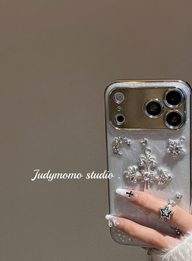 ins冷淡风金属十字架滴胶气质适用iPhone17pro苹果新款16promax手机壳15全包防摔14少女17