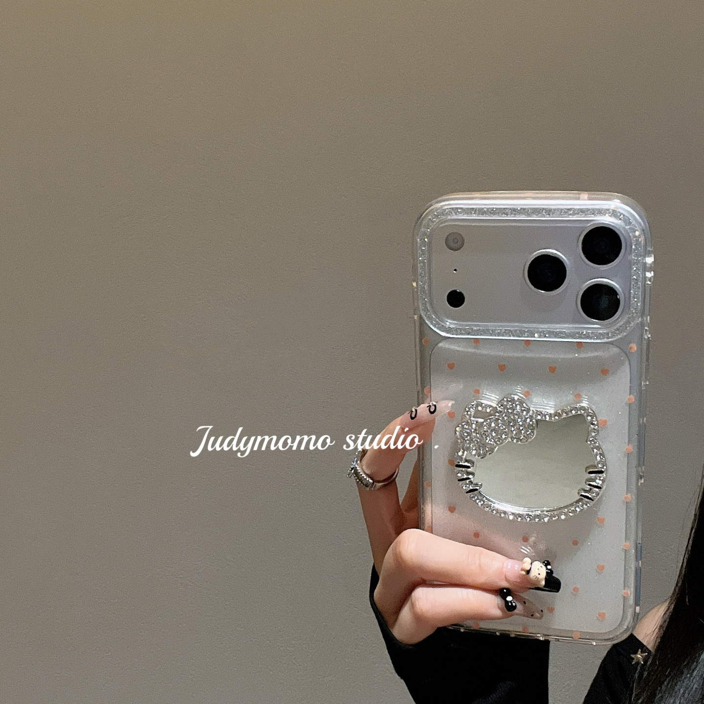 ins简约小爱心透明闪粉KT猫镜面适用iPhone17pro苹果16新款15promax手机壳17防摔小众14少女,3C数码配件,手机保护套/壳,淘宝优惠券,粉丝福利购,淘宝优惠卷