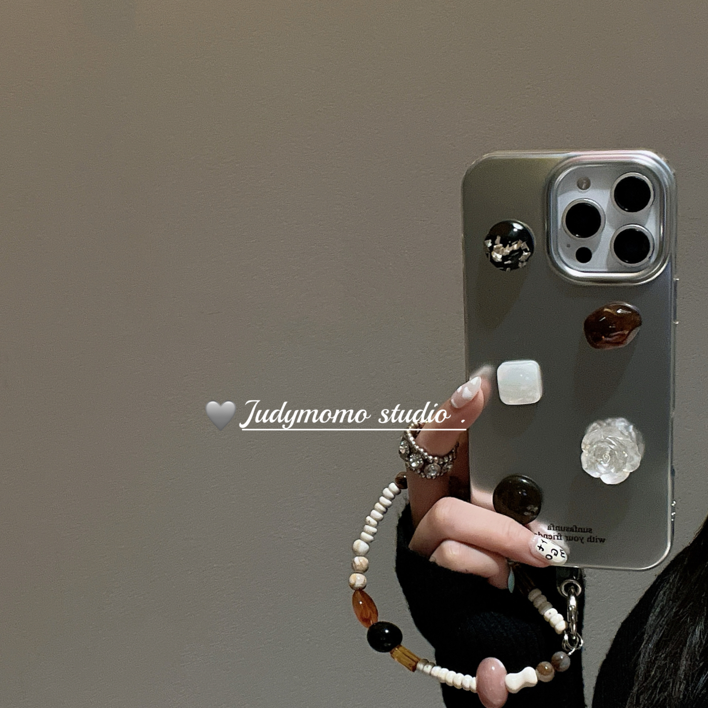 小众INS立体琥珀宝石冷淡银软壳适用16promax苹果新款iPhone15手机壳14pro防摔挂链13高级感16