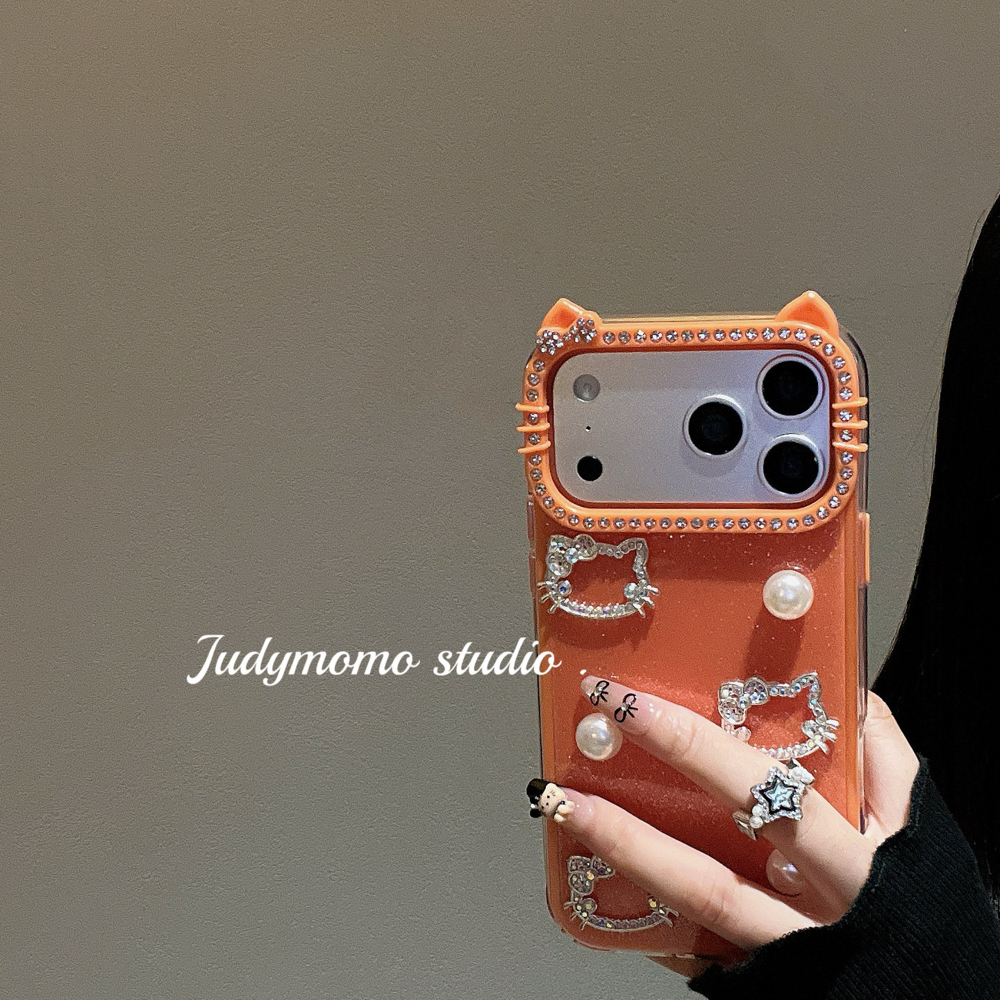 ins法式初秋碎花棕色毛绒兔苹果17promax手机壳适用iPhone16新款15pro全包防摔14磨砂少女