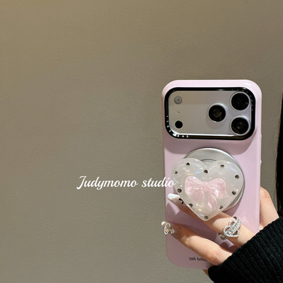 ins法式初秋碎花棕色毛绒兔苹果17promax手机壳适用iPhone16新款15pro全包防摔14磨砂少女