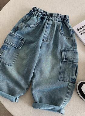 2026春秋儿童长裤男童潮酷口袋工装牛仔裤宝宝小童洋气休闲直筒裤