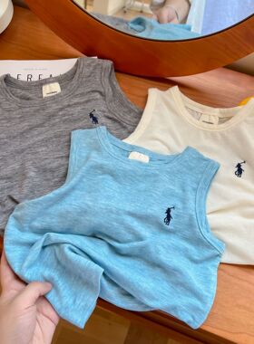 2025夏装新款男童背心纯色面膜T恤无袖衫夏季宝宝打底衫t幼儿褂子