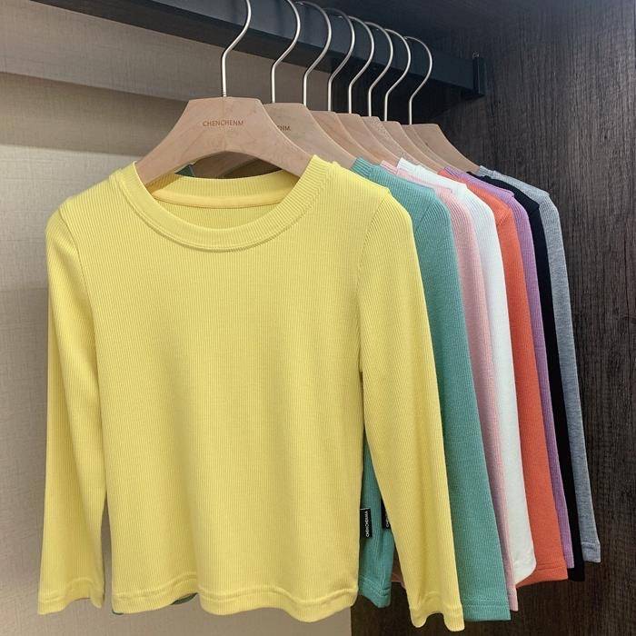 辰妈童装2022春秋款男女童纯棉长袖上衣宝宝纯色打底衫洋气T恤潮