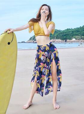 女士性感露腰分体泳衣三件套