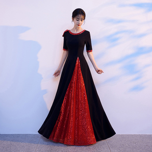 黑色长裙女2025年新款大合唱团演出服气质宴会高端大气上档次2599