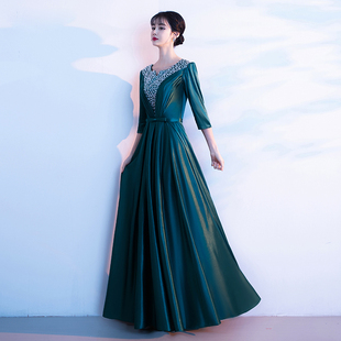 2025新款大合唱演出服女长裙主持人晚礼服端庄大气高级感唱歌V88