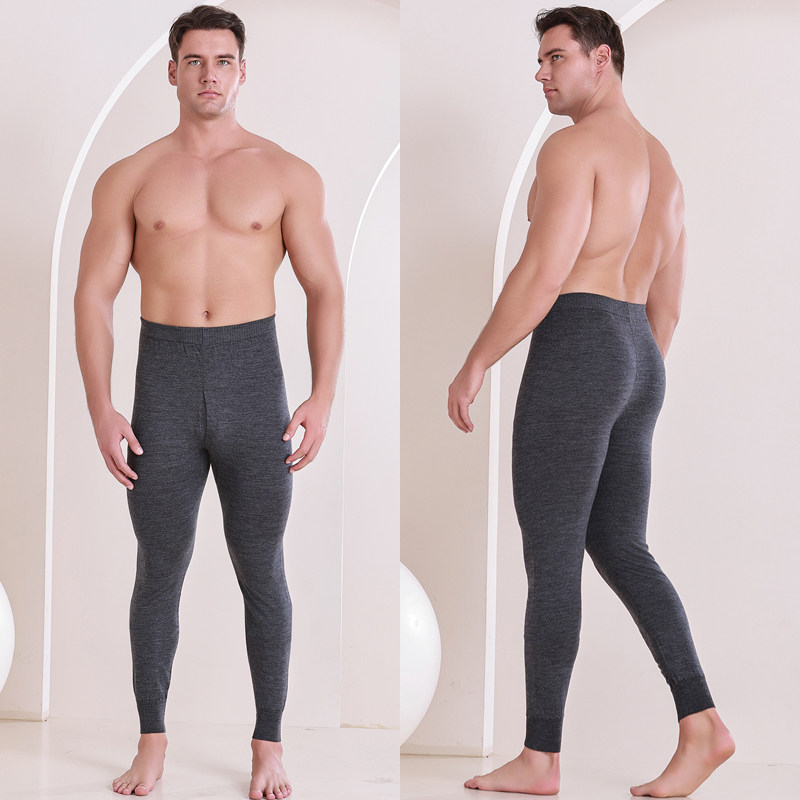 2025秋冬新款专柜正品男士薄款纯色精纺羊毛裤无痕打底裤保暖秋裤