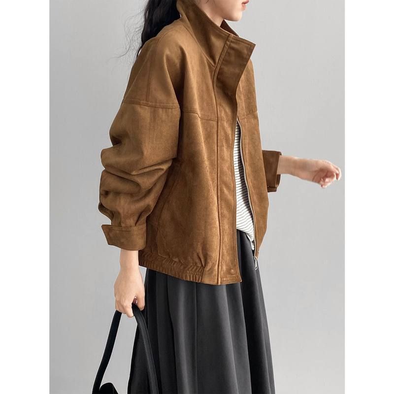 那末复古美拉德风立领夹克外套