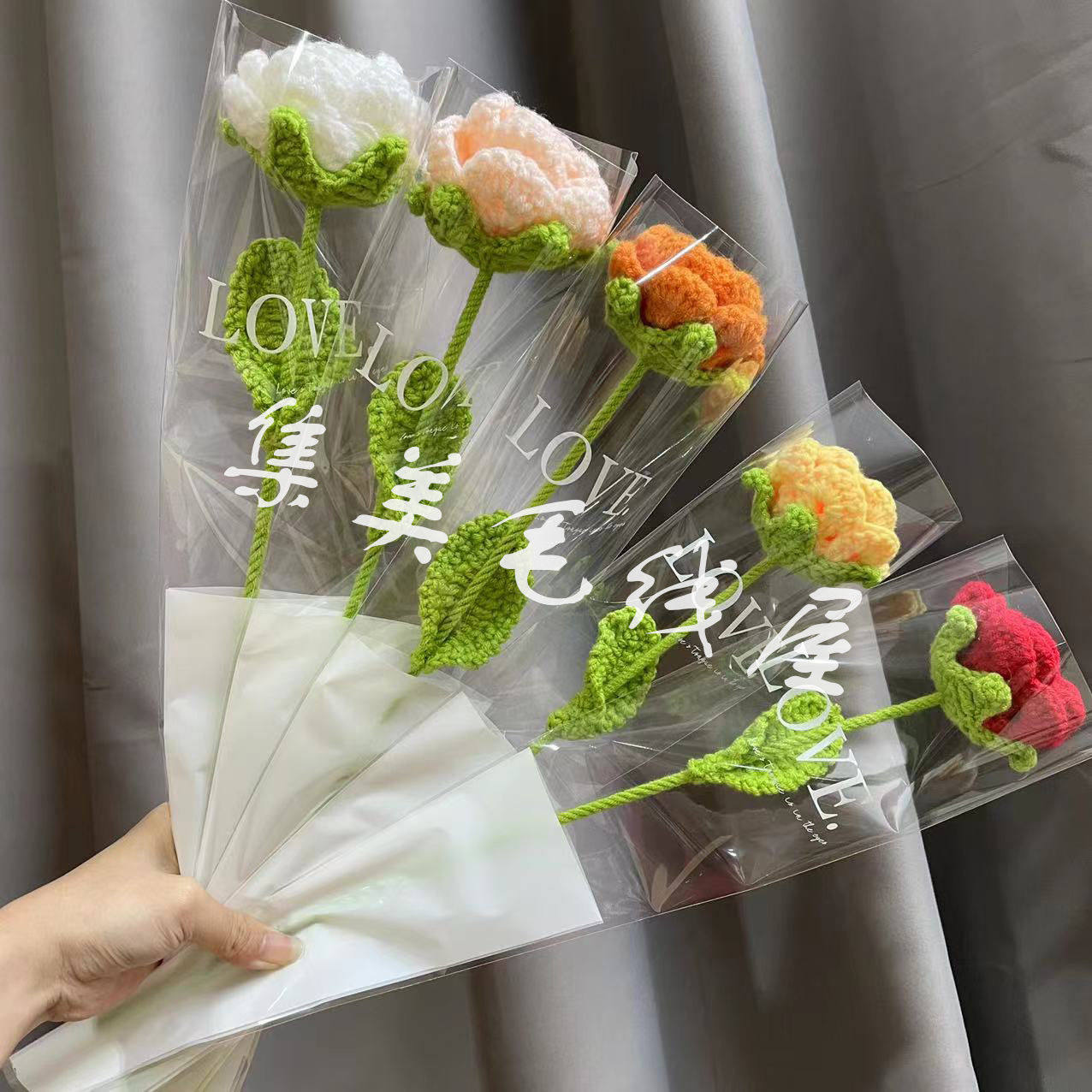 DIY毛绒花成成品钩针编织图片