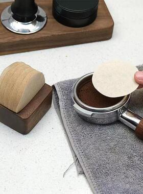 咖啡机手柄专用圆形粉碗滤纸515358mm二次分水摩卡壶滤纸收纳底座