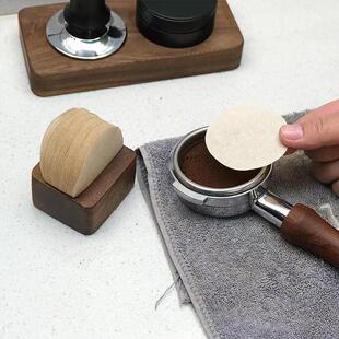 咖啡机手柄专用圆形粉碗滤纸515358mm二次分水摩卡壶滤纸收纳底座