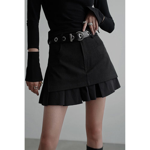 无以幻象假两件毛边半裙