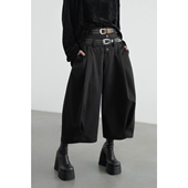 陈太太CHENTAITAI 八分双腰阔腿裤 无以幻象