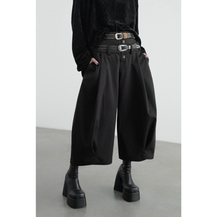 八分双腰阔腿裤 陈太太CHENTAITAI 无以幻象