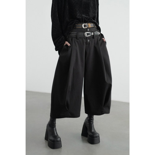 无以幻象八分双腰阔腿裤