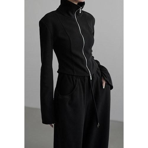 无以幻象收腰高领长袖开衫