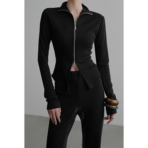 无以幻象前后两穿拉链高领打底衫