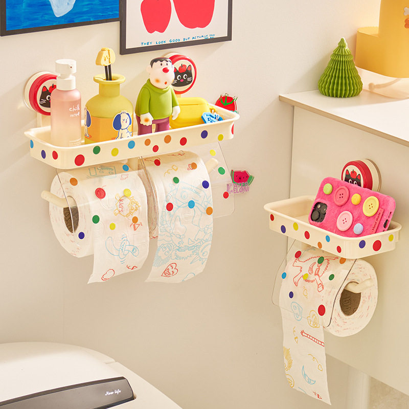 多巴胺吸盘纸巾架免打孔家用卫生间厕纸盒厕所壁挂式卷纸盒置物架