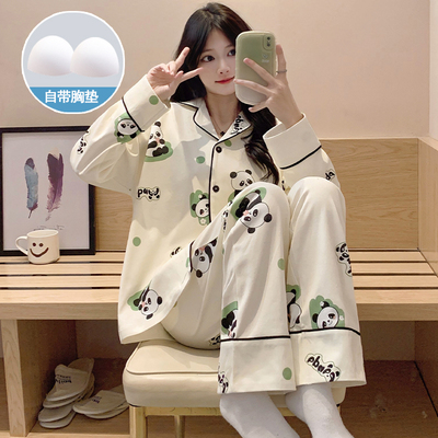 熊猫睡衣女春秋冬季自带胸垫高级感套装夏天女士可爱2025年家居服
