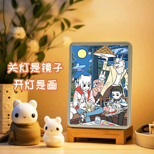 非人哉周边手办九月敖烈小玉灯光画夜灯装饰创意生日礼物盲盒摆件 - 封面
