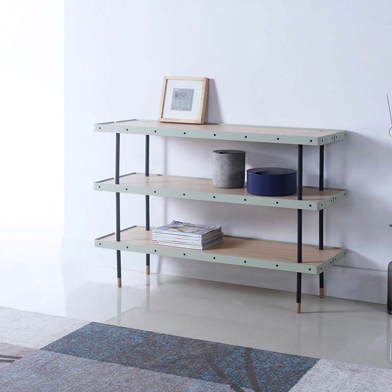 置物架落地北欧书架三层白橡木