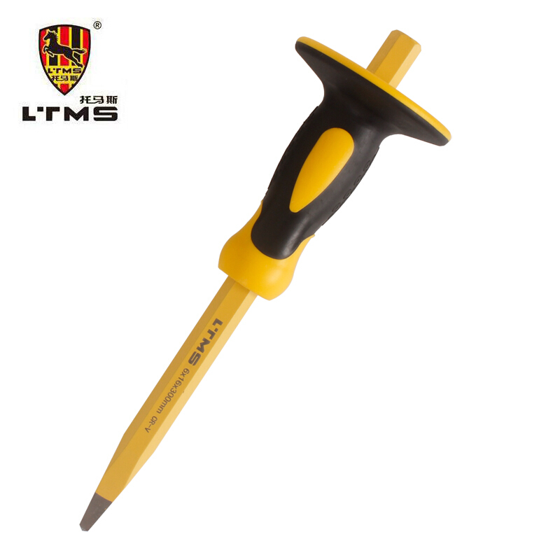 LTMS 托马斯工具 12寸双色胶柄扁凿尖凿钳工钢凿子合金钢石工凿平