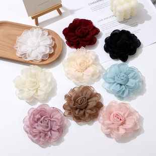 10cm超仙玫瑰烧边花花朵辅料汉服新中式diy痛包百搭发夹发饰配件