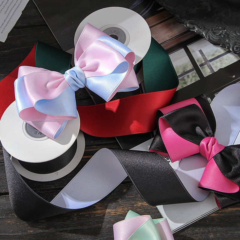 双色加厚丝带手工DIY洛丽塔二次元蝴蝶结发饰手腕花包装彩色缎带