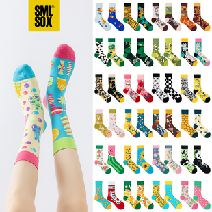 卡通中筒袜男女春秋ins潮流可爱百搭潮袜原创设计时尚 不对称AB袜