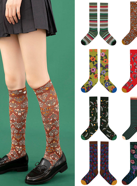 新品欧美风小红书网红法国原宿泫雅长款街头及膝小腿女神潮袜