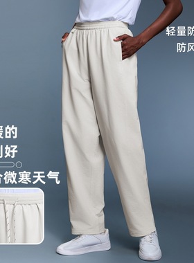 秋季防风保暖休闲裤高腰垂感宽松直筒裤百搭通勤运动长裤女D25167