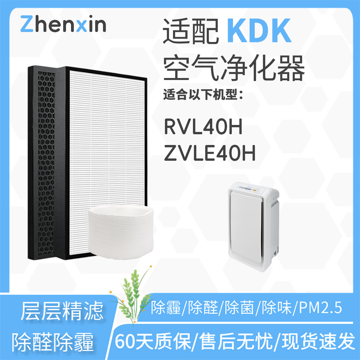 适配KDK 樂信 Rasonic 空氣清新機RVL40H滤网ZVLS40H滤芯ZVLE40H