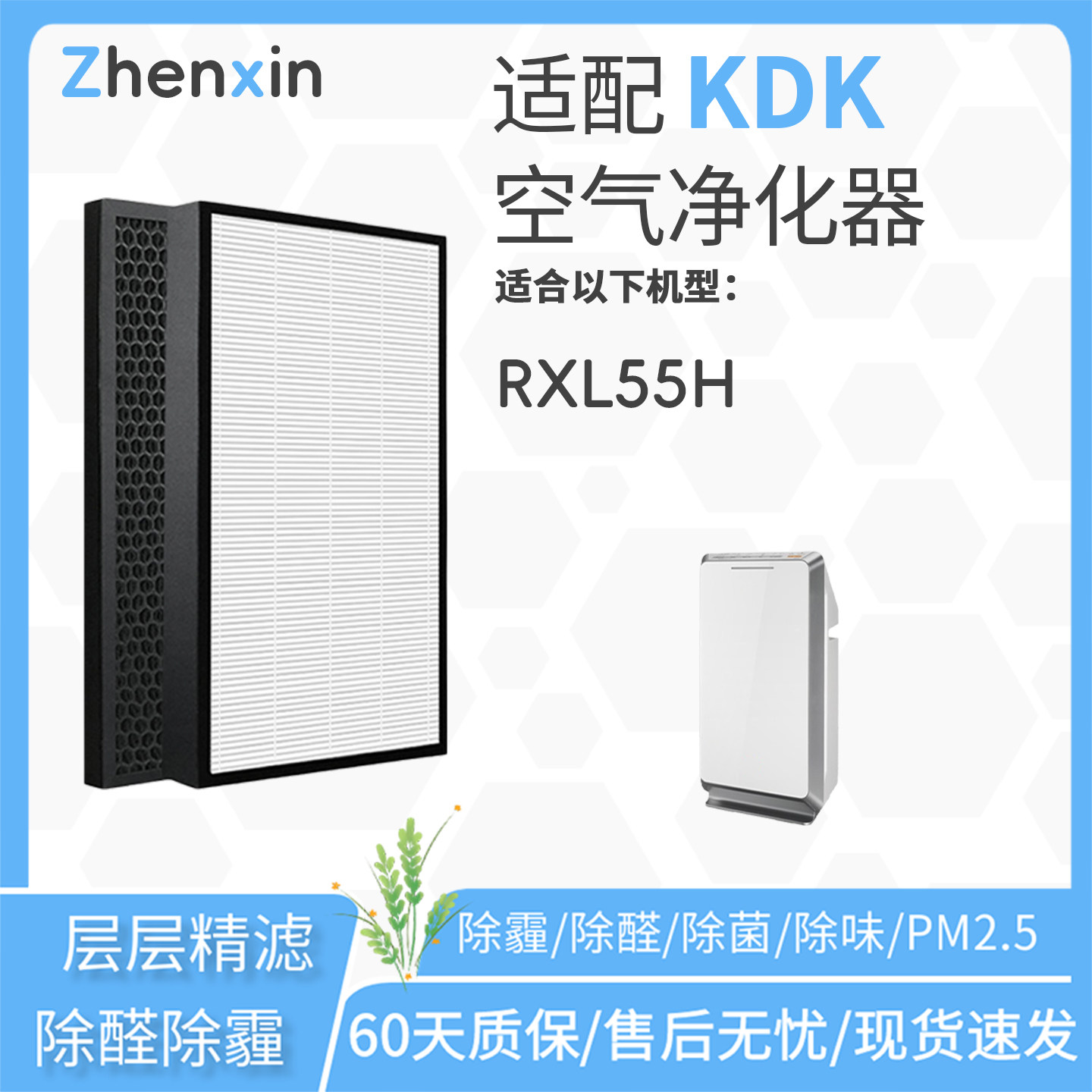 适配KDK 樂信 Rasonic nanoe 納米離子空氣清新機RXL55H滤网LP55