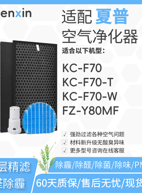 适配夏普sharp空气净化器KC-F70滤网KC-F70-T/W滤芯D70 FZ-Y80MF