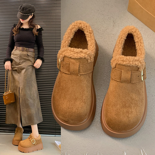 牛皮一脚蹬勃肯棉鞋保暖雪地棉鞋