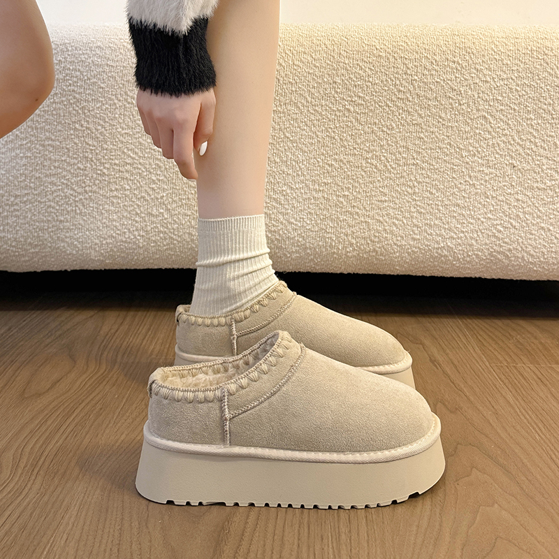 真皮加绒加厚东北面包鞋