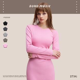 BM女装|2025秋冬欧美辣妹风修身显瘦长袖连衣裙开叉包臀长裙女潮