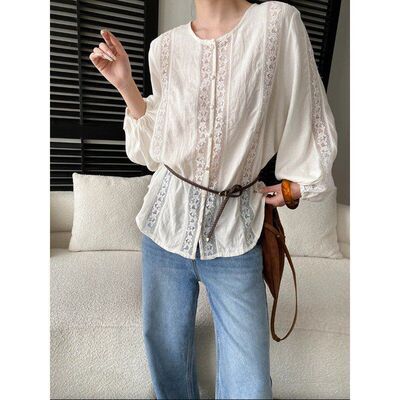 司南法式气质感天丝棉麻混纺镂空