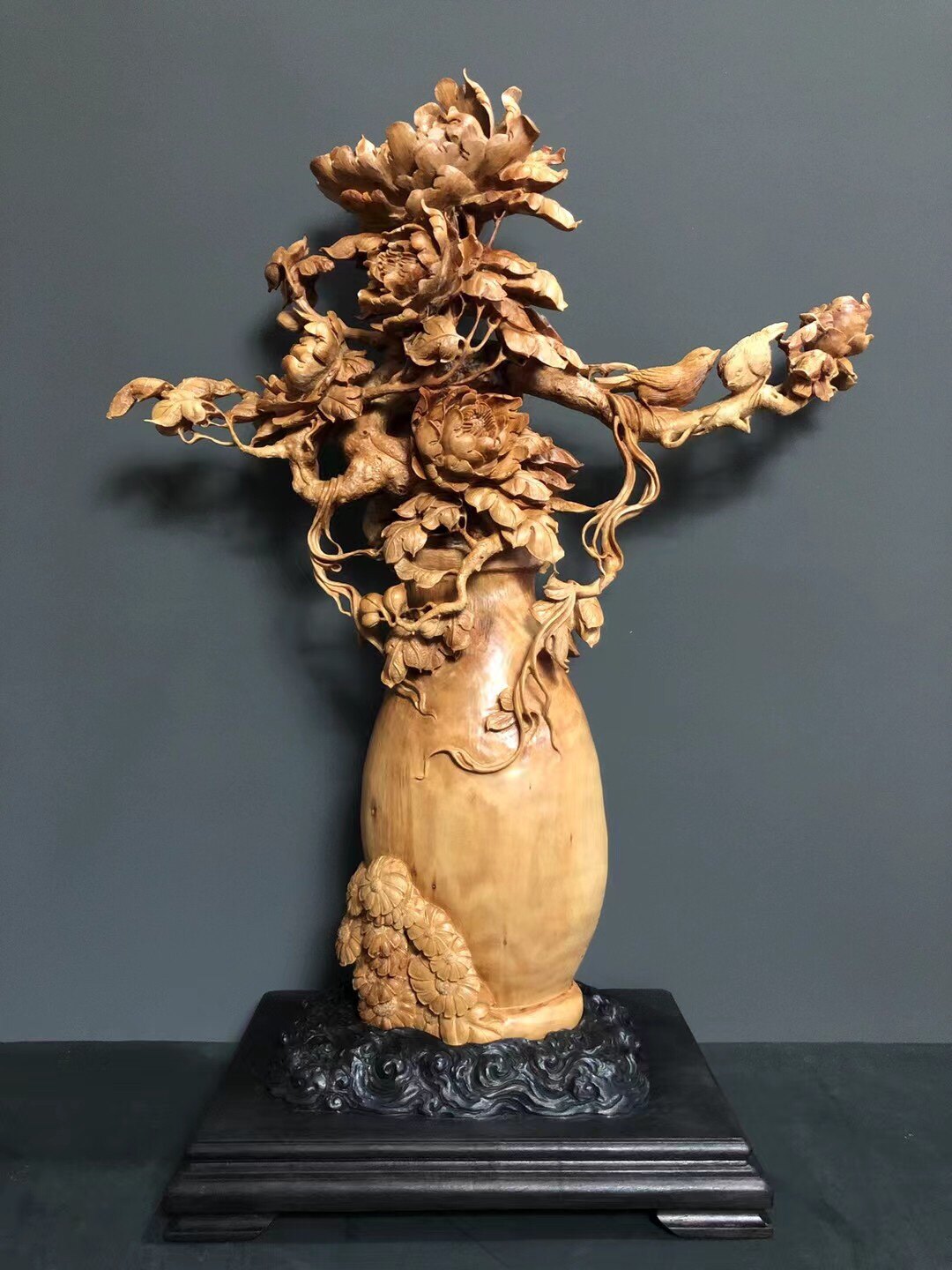 印度老山檀香摆件迈索尔【富贵平安】精工手工雕刻佛像木雕摆件