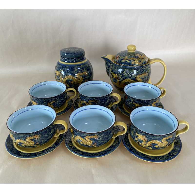 盛世昌南黄金龙整套茶具组茶叶罐