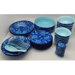 台湾进口建窑牡丹青花黄金龙陶瓷食品级餐具套装家用