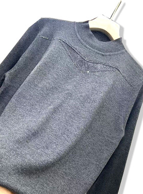 2025年秋冬半高领纯色镂空烫钻洋气时尚针织衫毛衣百搭打底女上衣