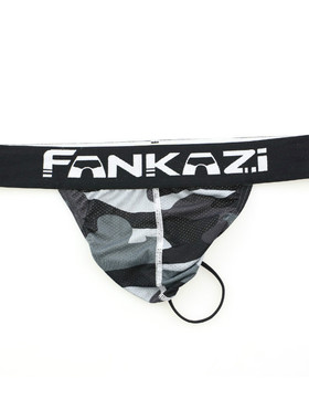 梵卡兹男士内裤 时尚迷彩网孔透气宽筋低腰细丁字裤男式T裤F-6008