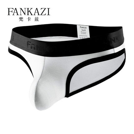 梵卡兹男士内裤 弹性涤纶拉丝面料明筋U凸低腰三角裤男底裤F-3002