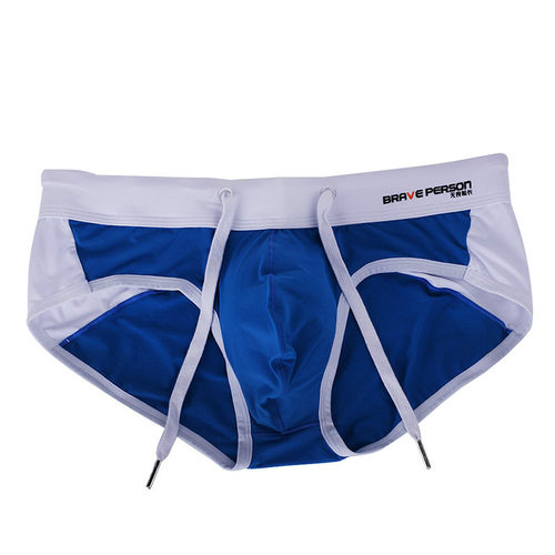 BRAVE PERSON男士泳裤 弹性锦纶系绳撞色性感低腰三角泳裤BP1135