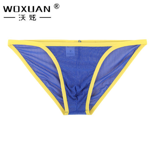 WOXUAN男高叉三角裤金点网纱透气